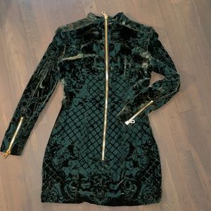 Balmain x H&M Velvet/silk Green Mini Dress -Size 10